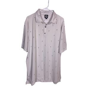 FootJoy Golf Polo Men’s XL Blue Flag Pattern Embroidered Patch Performance Shirt